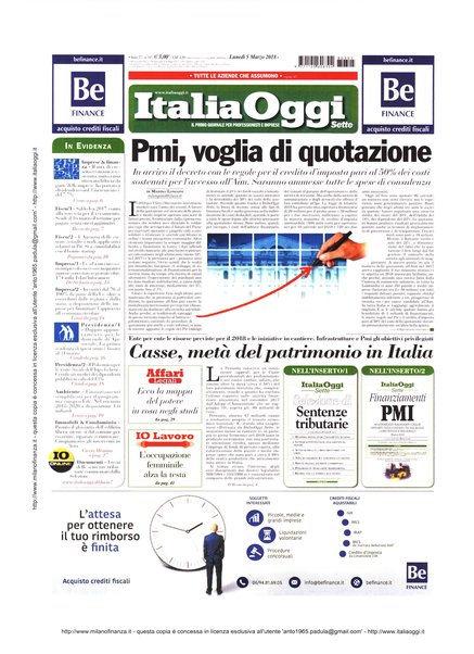 Italia oggi : quotidiano di economia finanza e politica